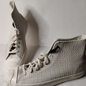 Converse White Crocodile Texture High-Top Sneakers